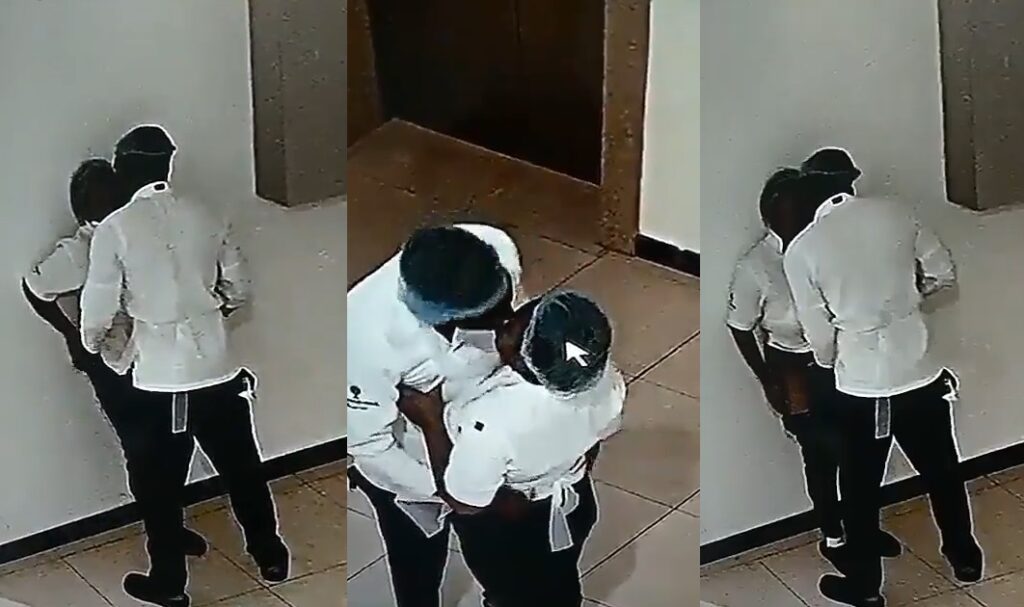 Two Restaurant Cookers Were Captured On Cctv Camera Making Out Watch 5036