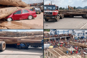 Video: Bogoso Timber Truck Accident; One Dead, Four Injured